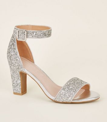 Comfort Flex Silver Glitter Block Heels 