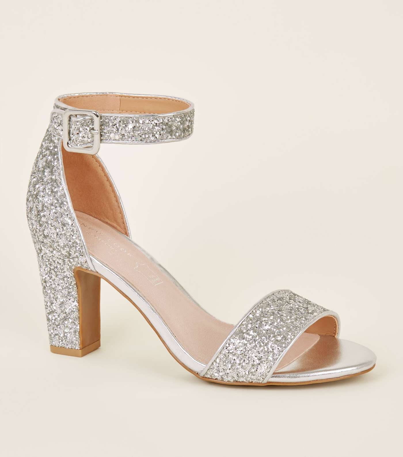 Comfort Flex Silver Glitter Block Heels