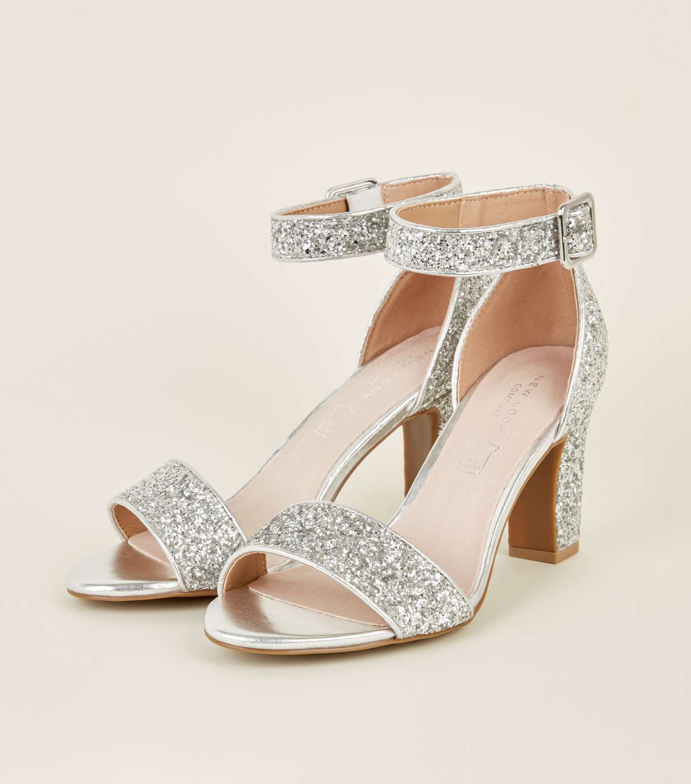 Comfort Flex Silver Glitter Block Heels Image 3