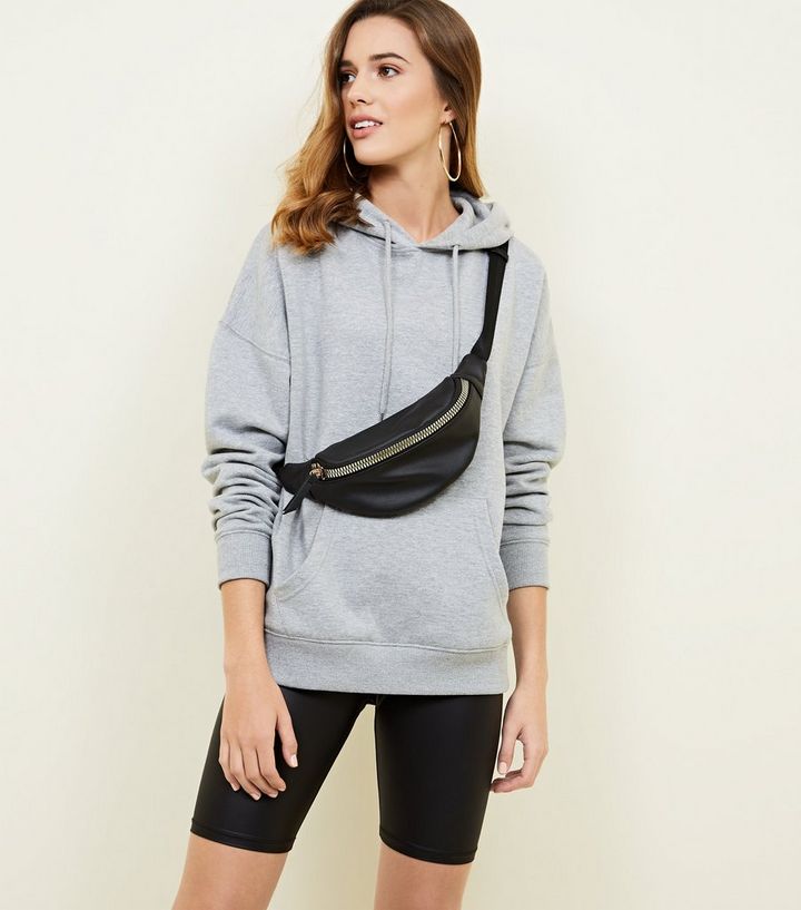 Black Wet Look Cycling Shorts New Look