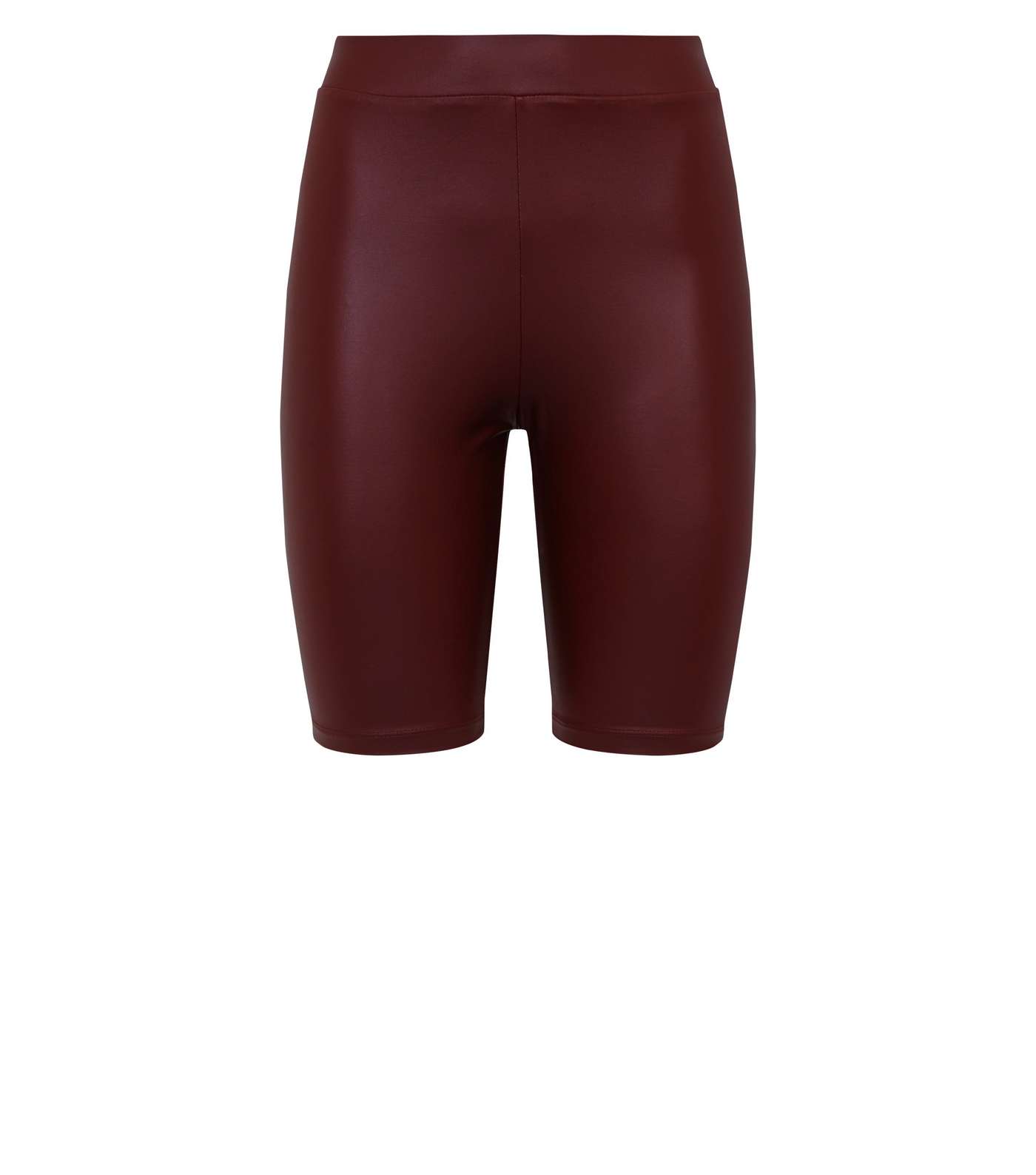 Burgundy Wet Look Cycling Shorts Image 4