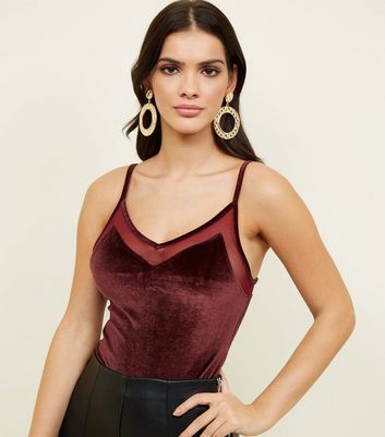 burgundy velvet bodysuit