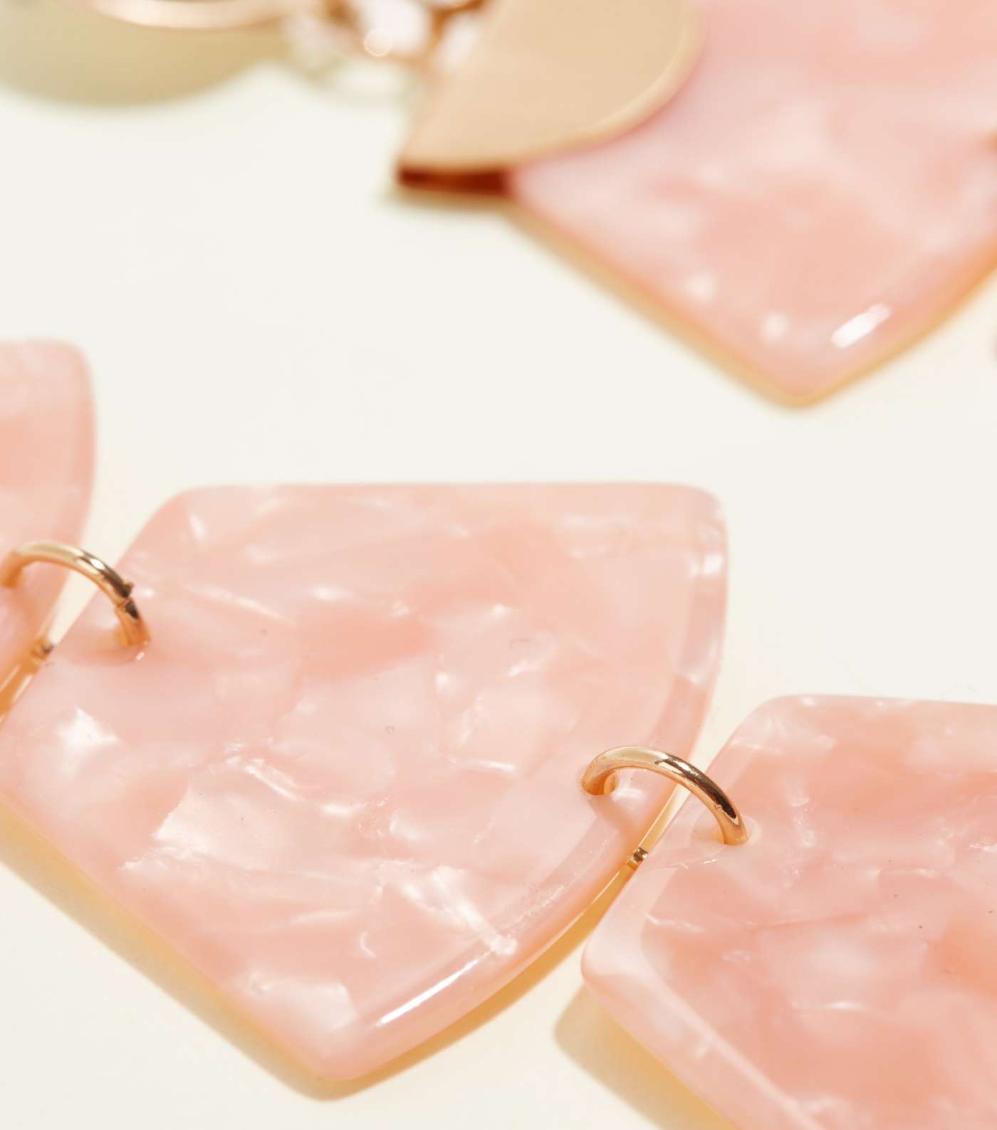 Pale Pink Drop Trapezium Resin Earrings Image 3
