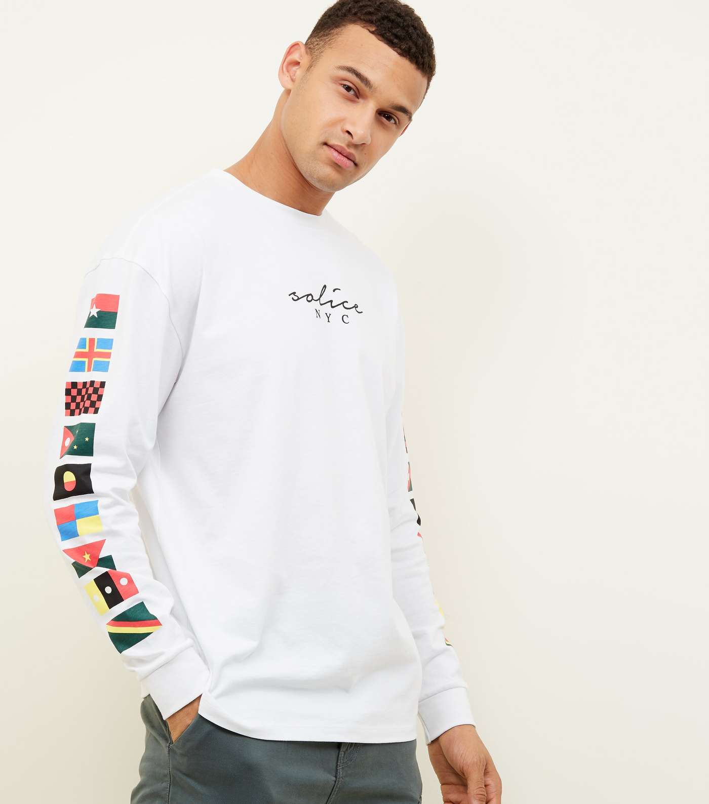 White Long Sleeve Solice NYC Logo T-Shirt