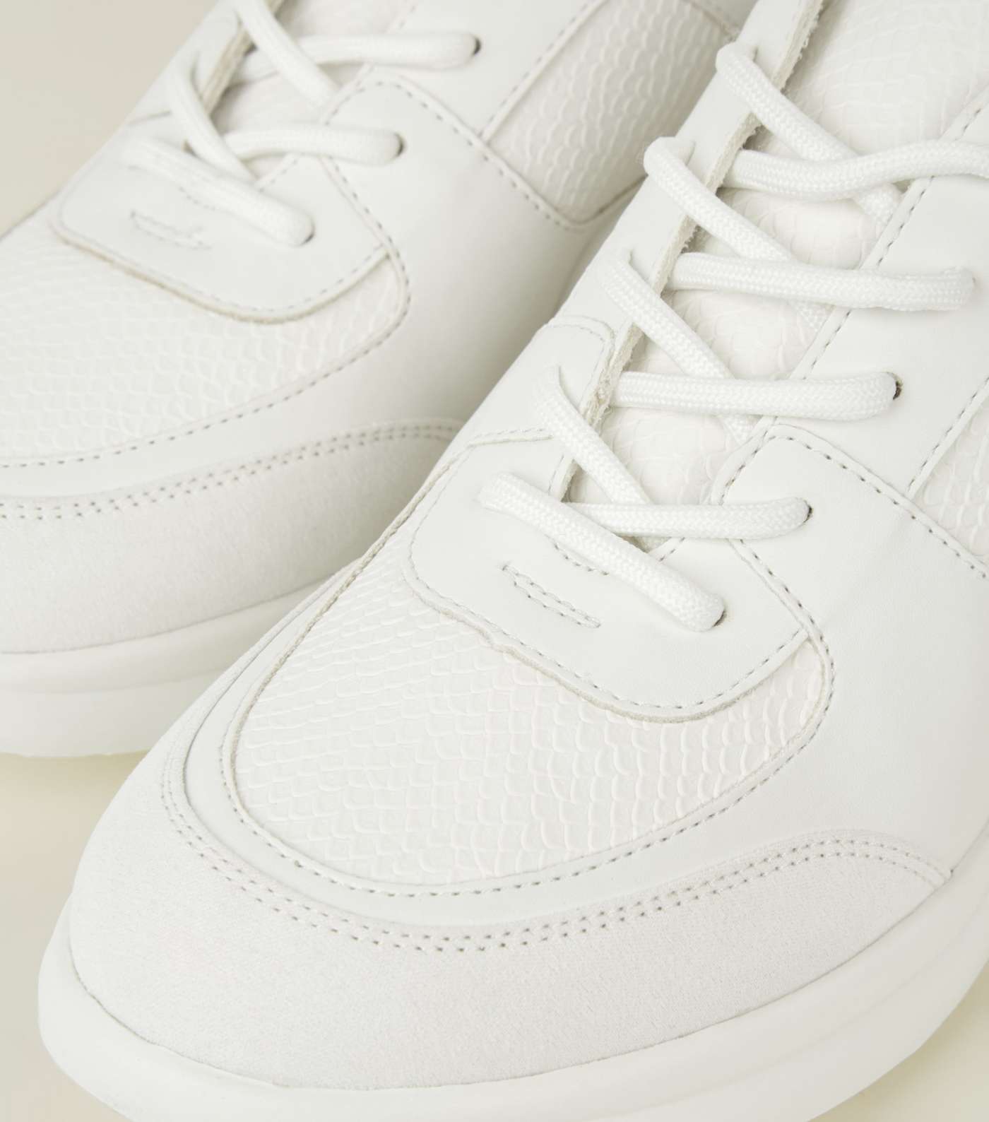 White Panelled Curved Sole Chunky Trainers Image 4