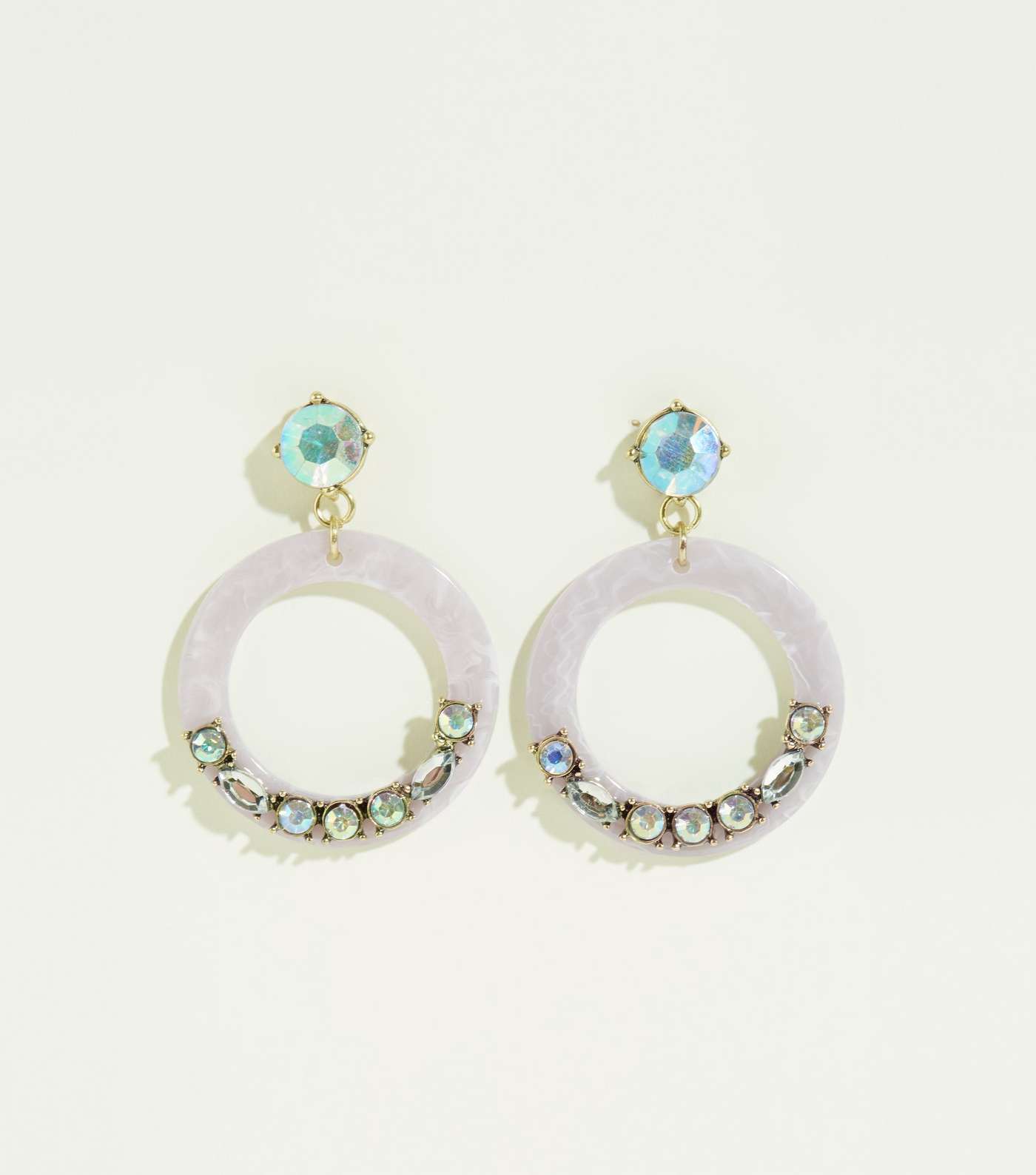 Lilac Resin Gem Embellished Hoop Earrings