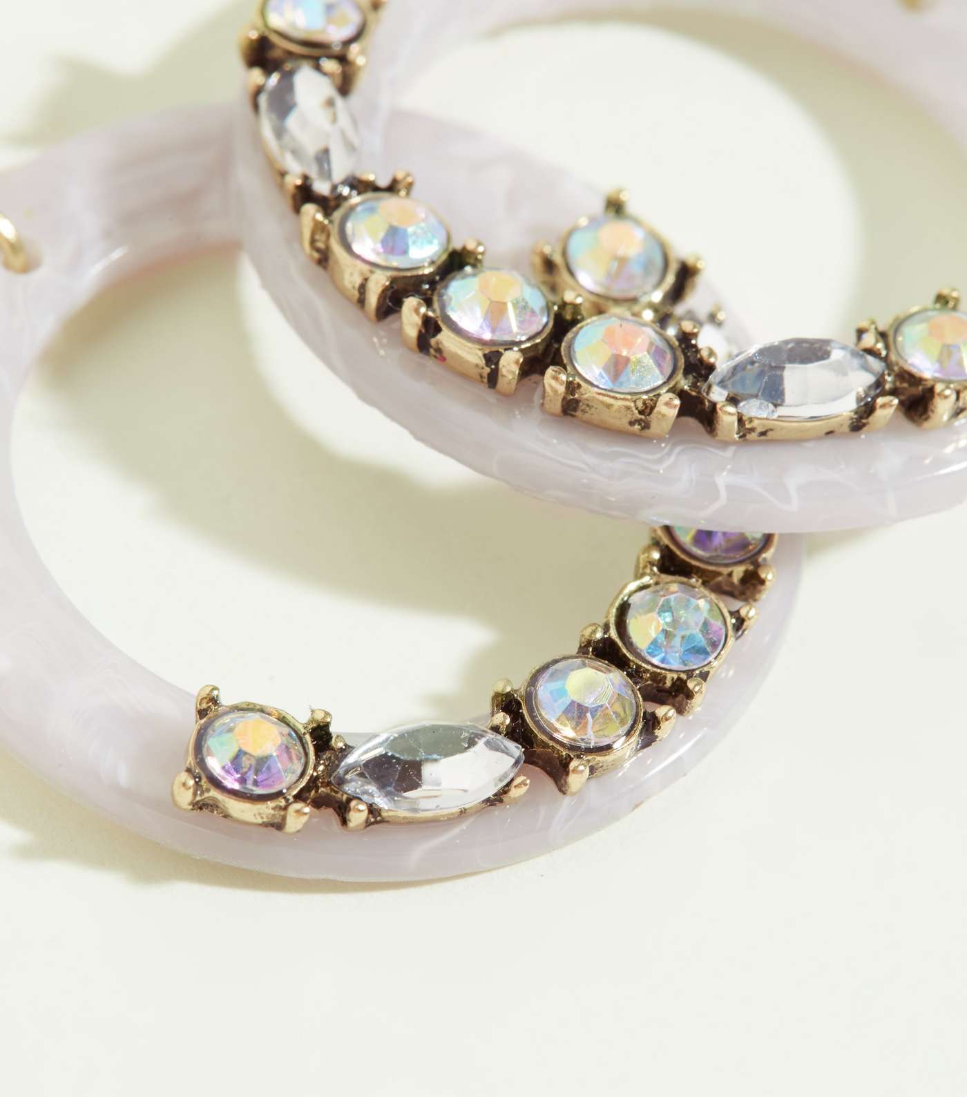 Lilac Resin Gem Embellished Hoop Earrings Image 3
