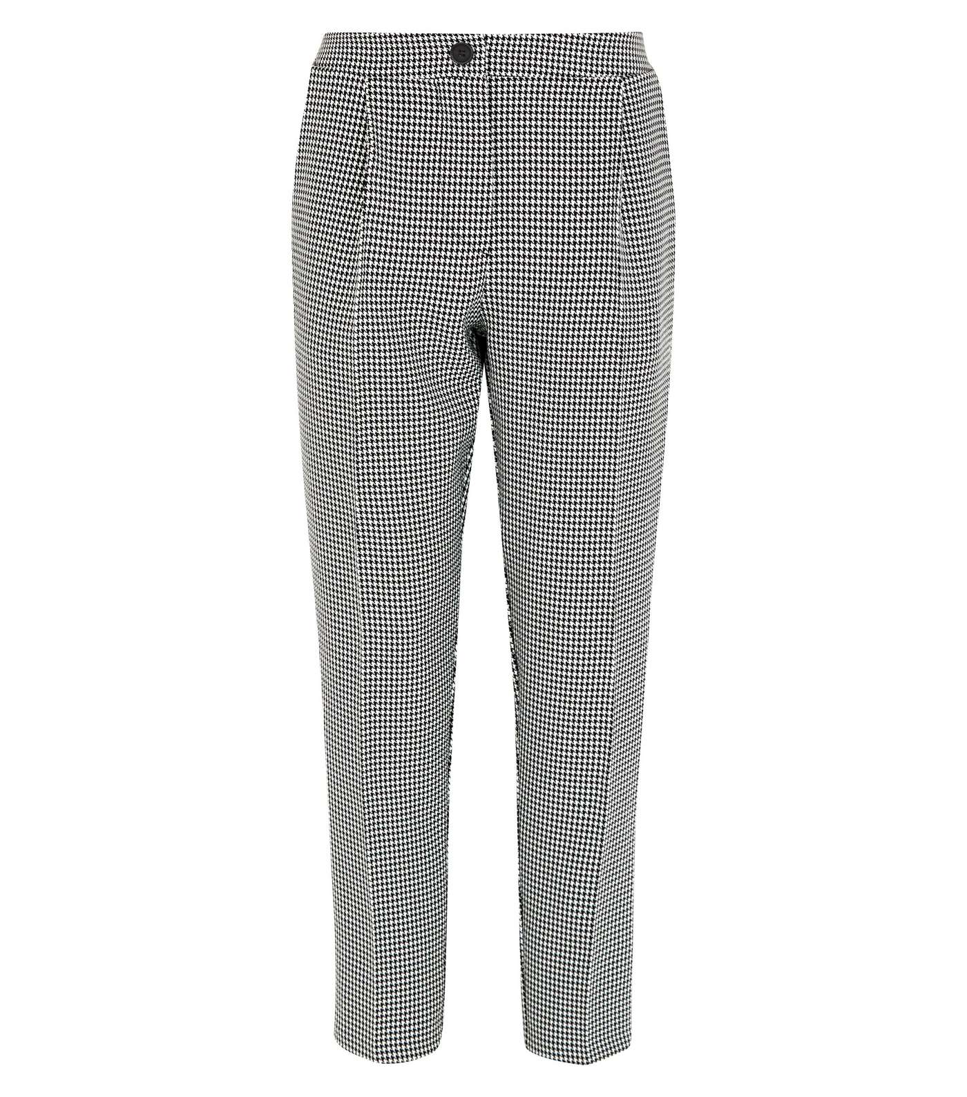 Black Houndstooth Check Pull On Trousers Image 4