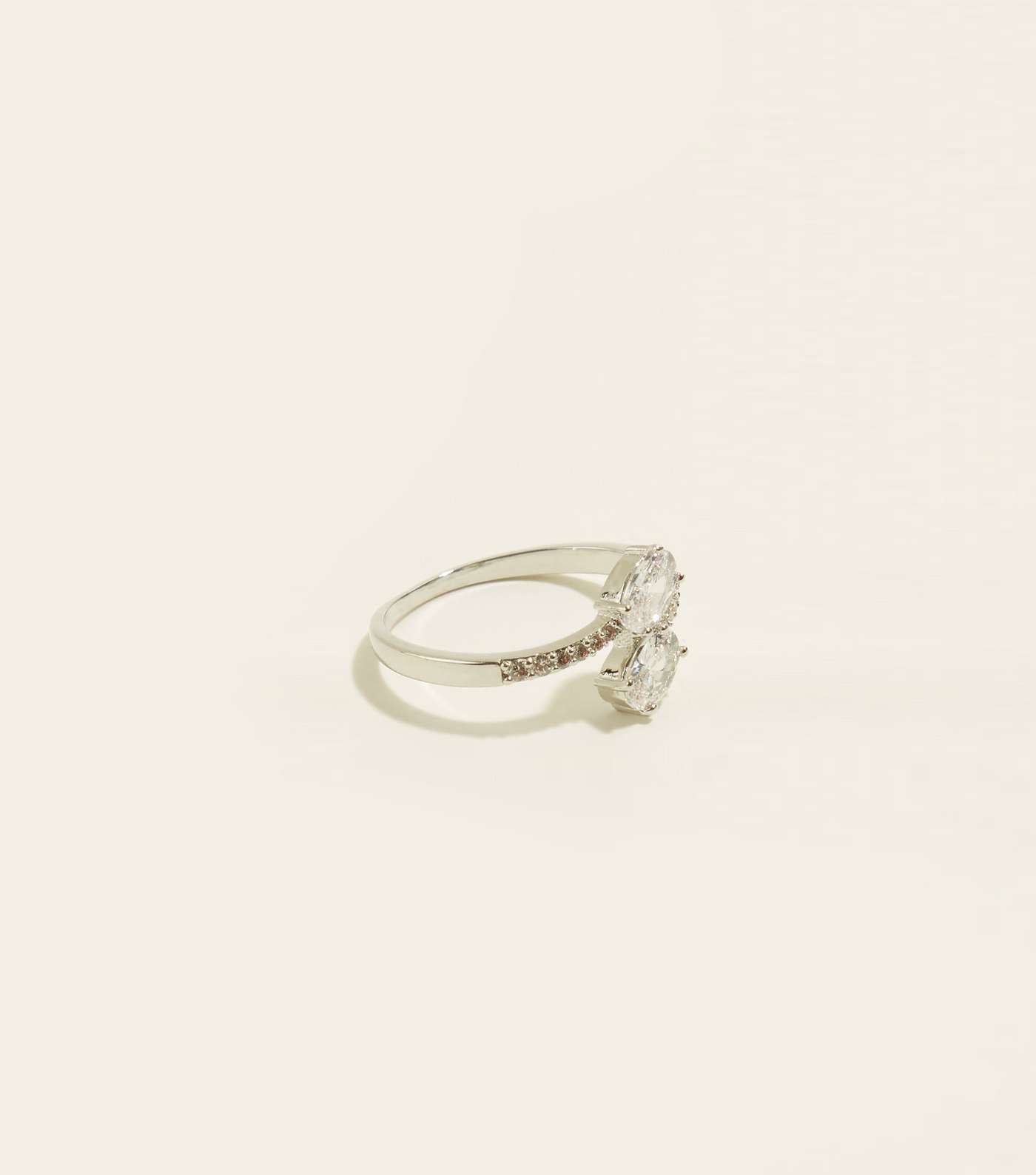 Silver Cubic Zirconia Overlapping Gem Ring