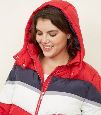 new look puffer jacket red