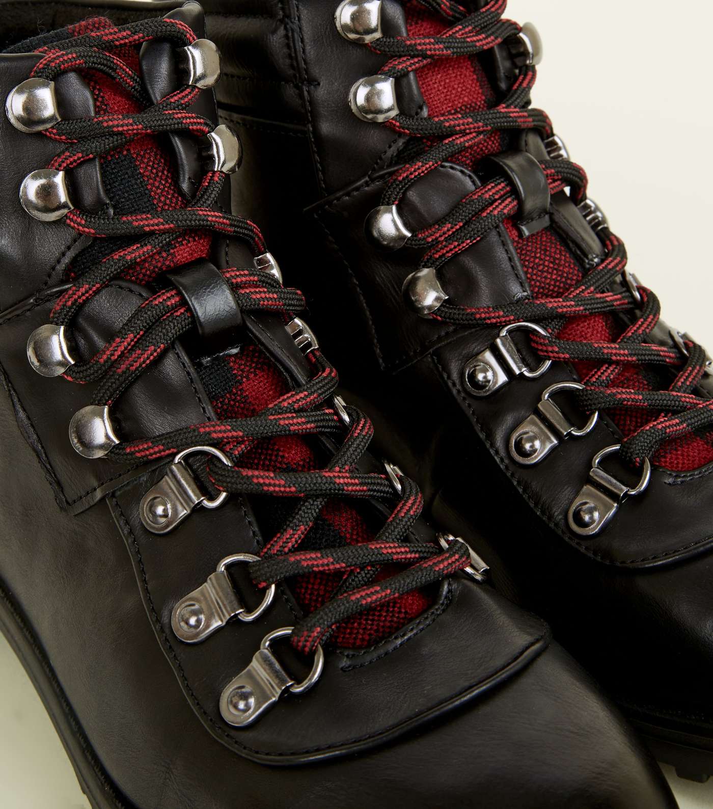 Girls Black Leather-Look Lace Up Boots Image 3