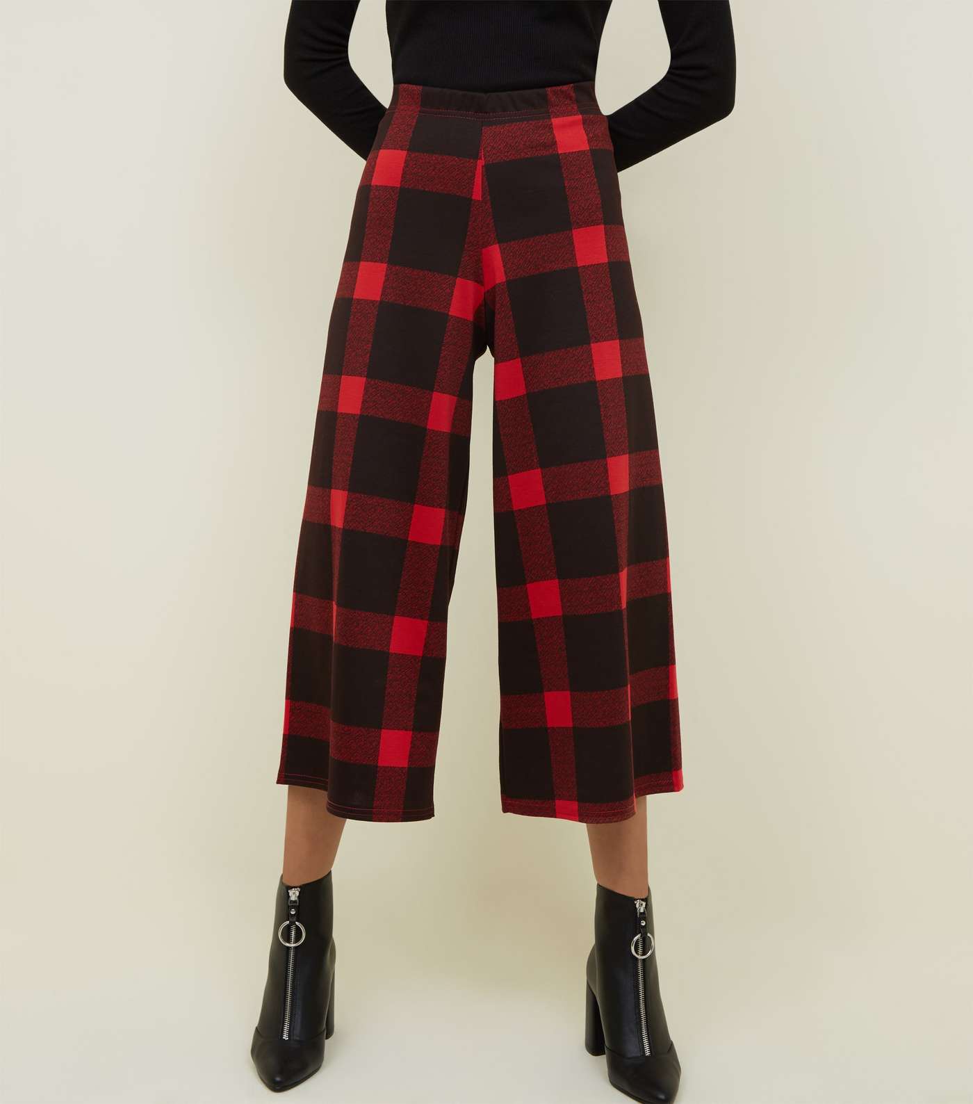 Innocence Red Check Culotte Trousers Image 2