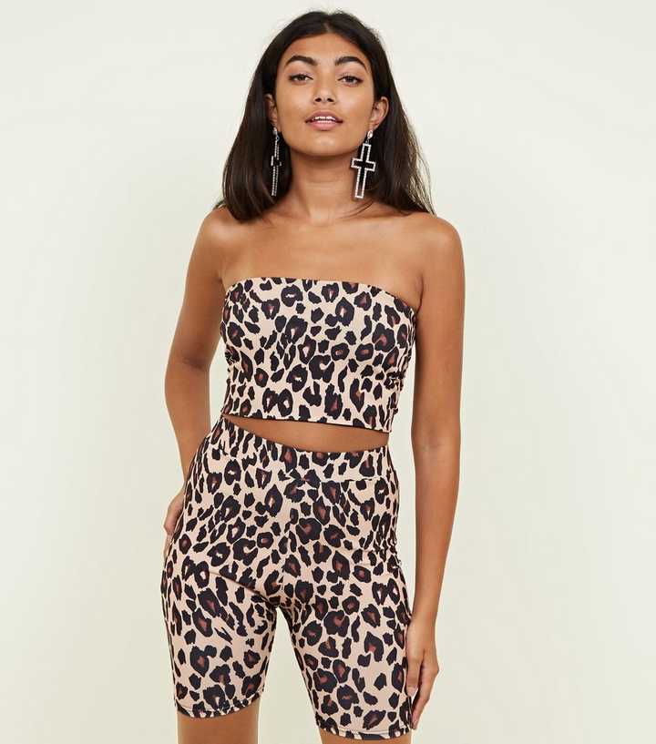 Brown Leopard Print Cycling Shorts