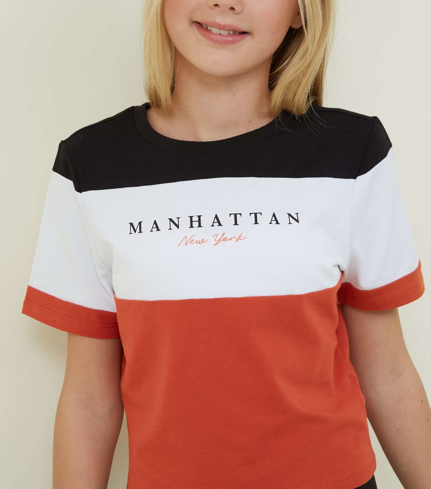 Girls White Manhattan Colour Block T-Shirt  Image 5