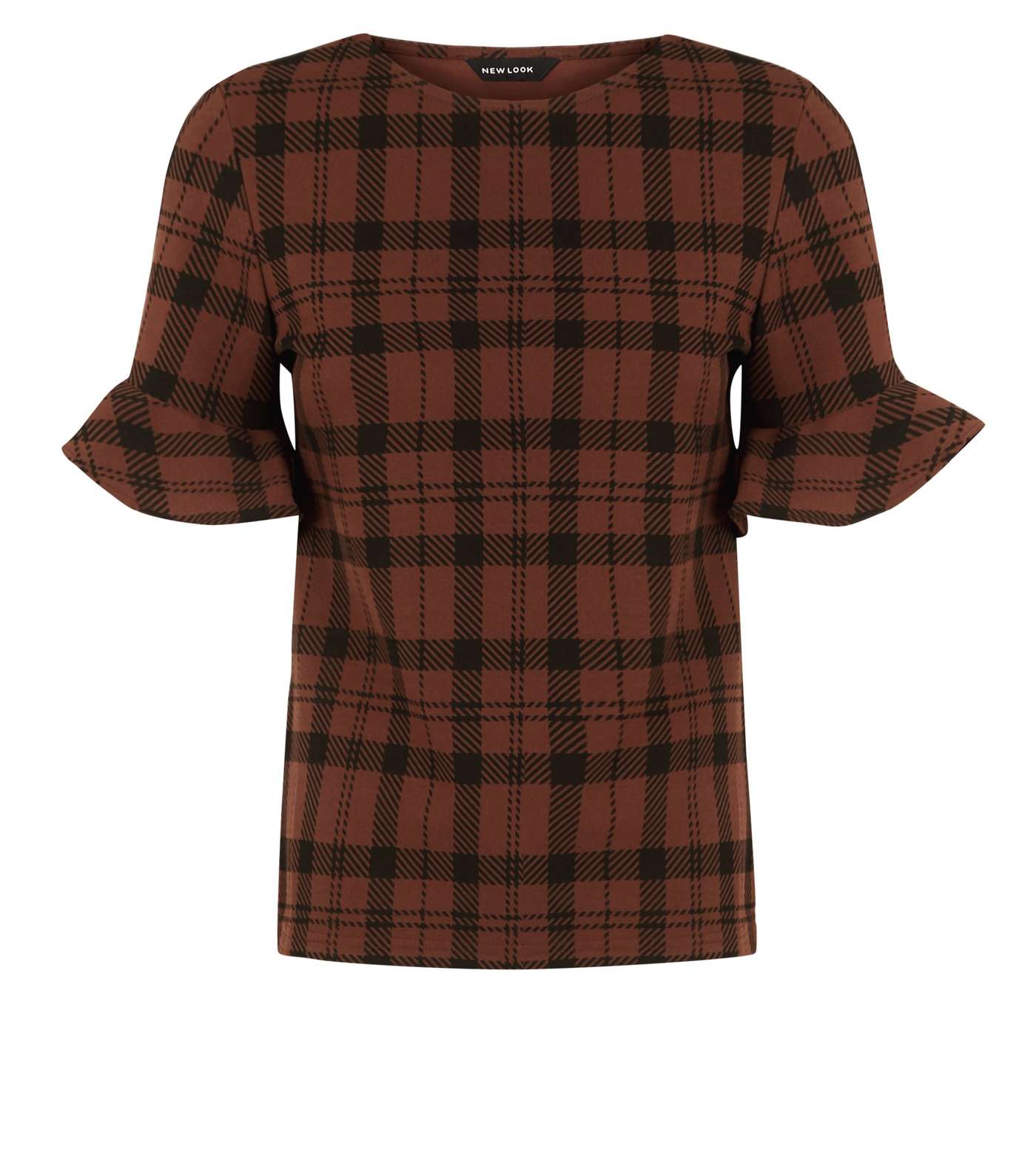 Brown Check Bell Sleeve T-Shirt Image 4