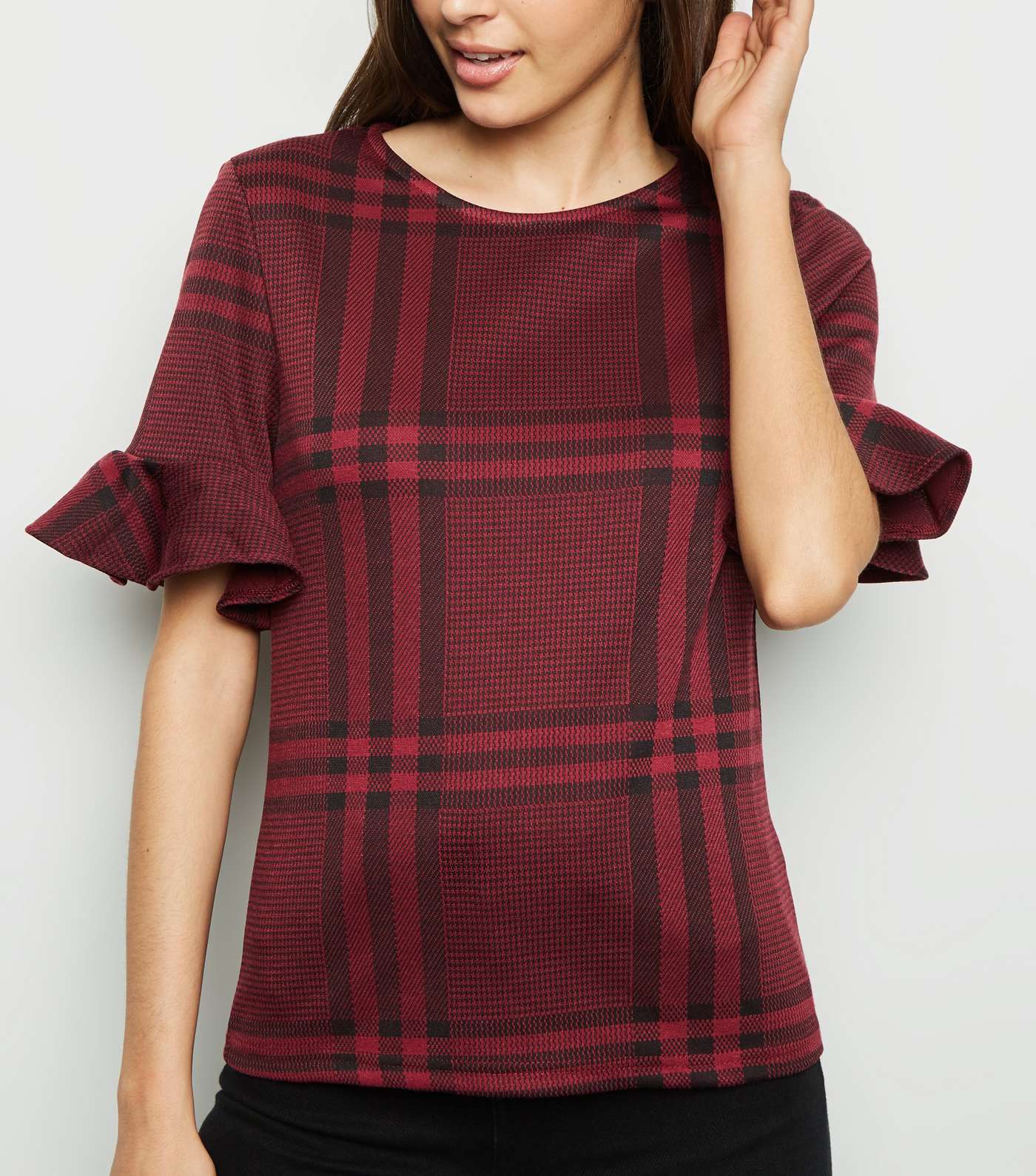 Red Check Bell Sleeve T-Shirt