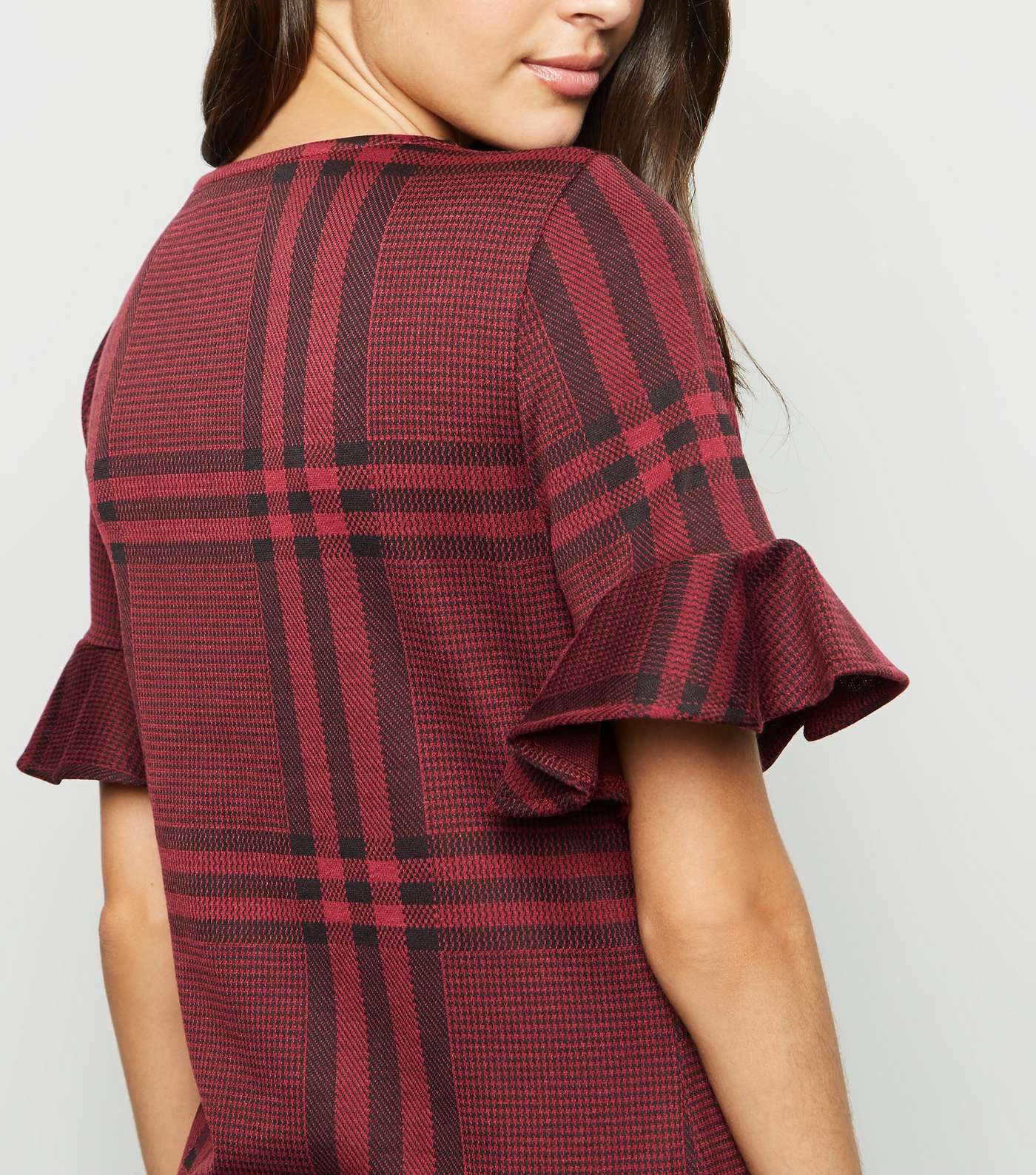 Red Check Bell Sleeve T-Shirt Image 5
