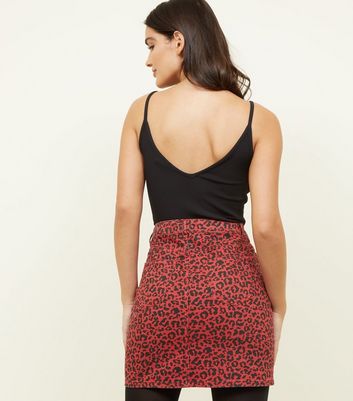 new look red leopard print skirt