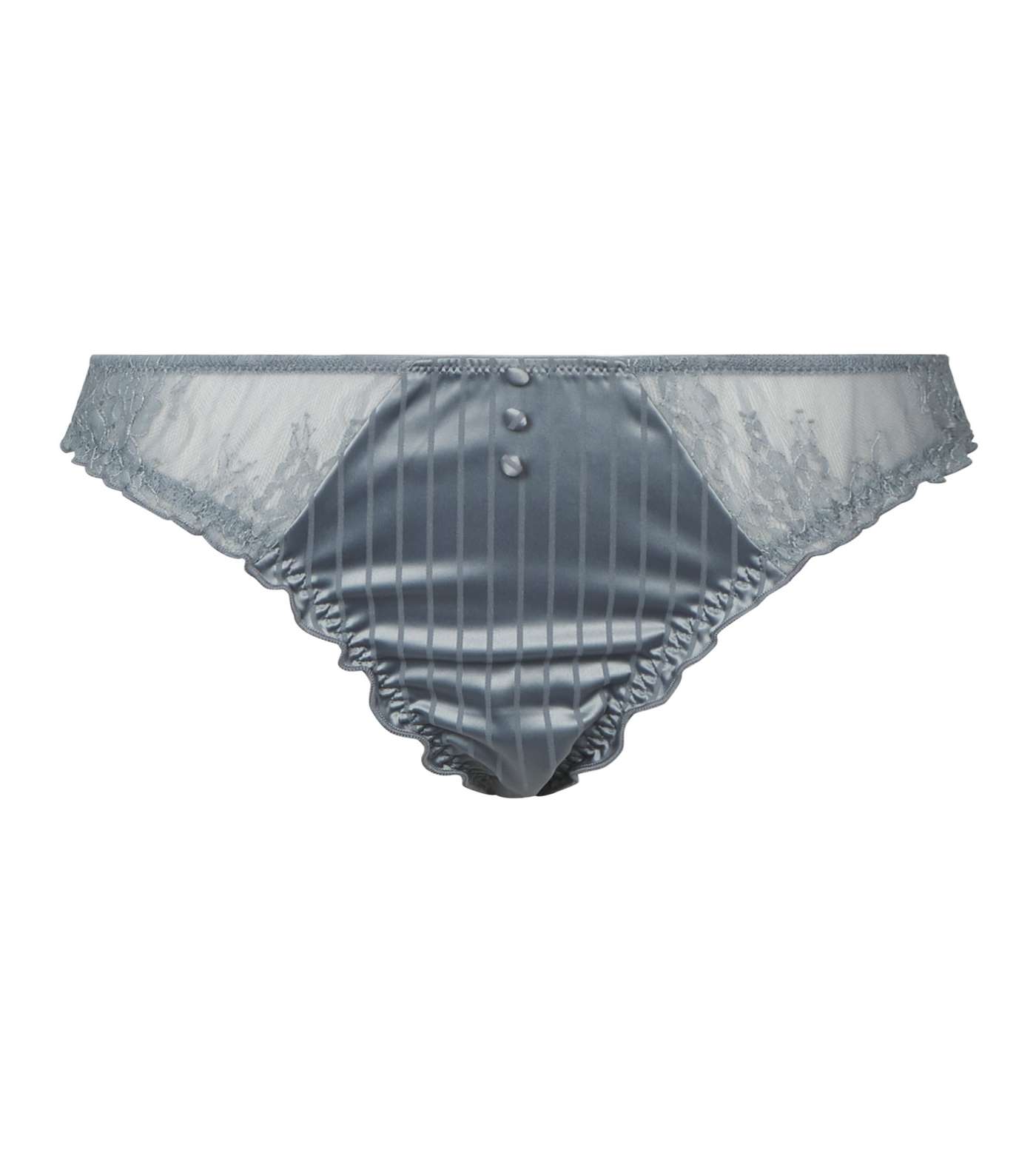 Pale Blue Stripe Satin Button Front Thong Image 4