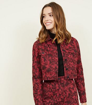 snake print denim jacket