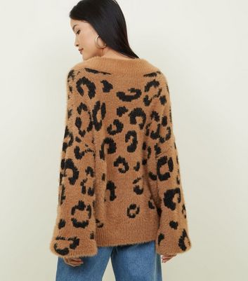 leopard print fluffy cardigan