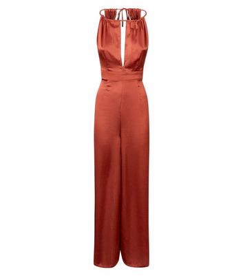 rust satin jumpsuit