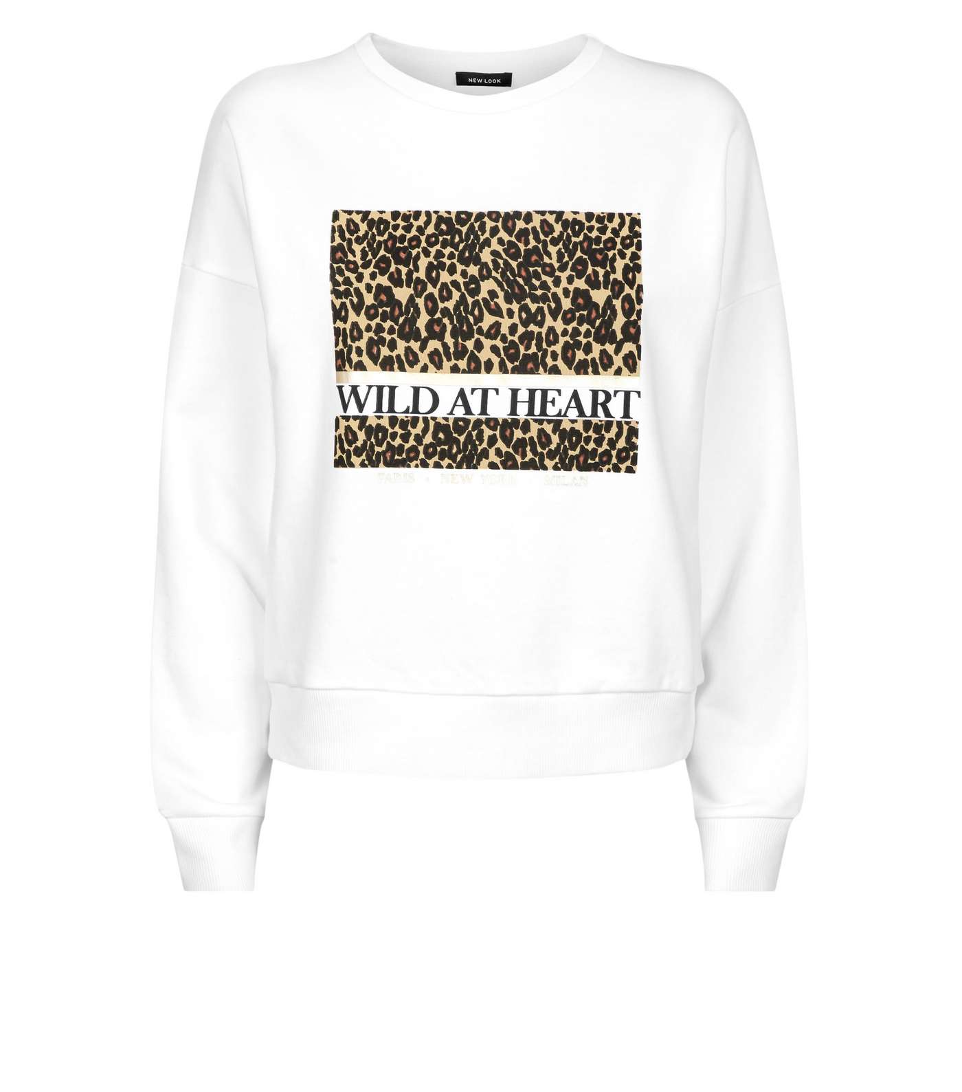 Cream Leopard Print Wild At Heart Slogan Sweatshirt Image 4