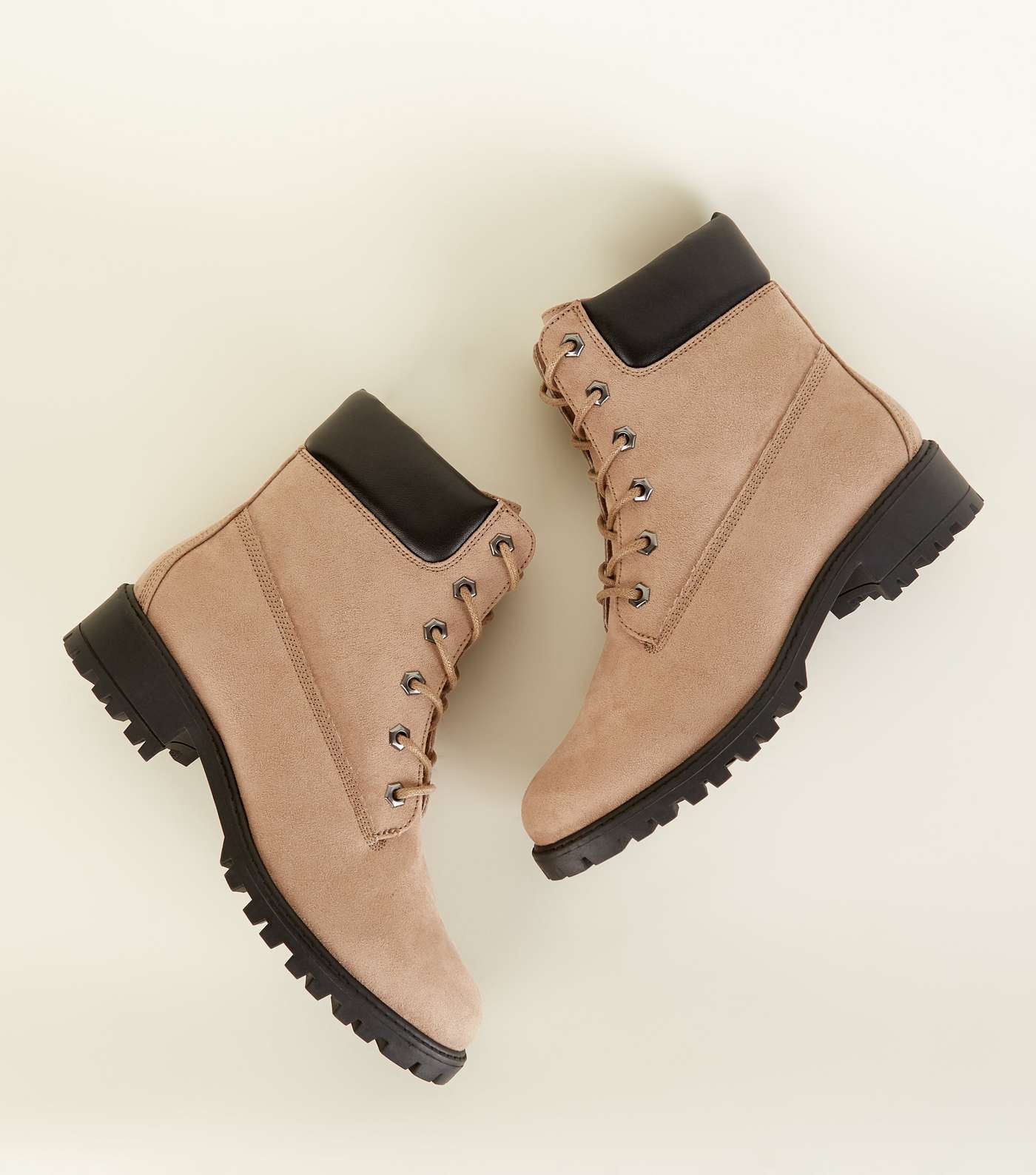Wide Fit Light Brown Suedette Lace Up Boots  Image 4