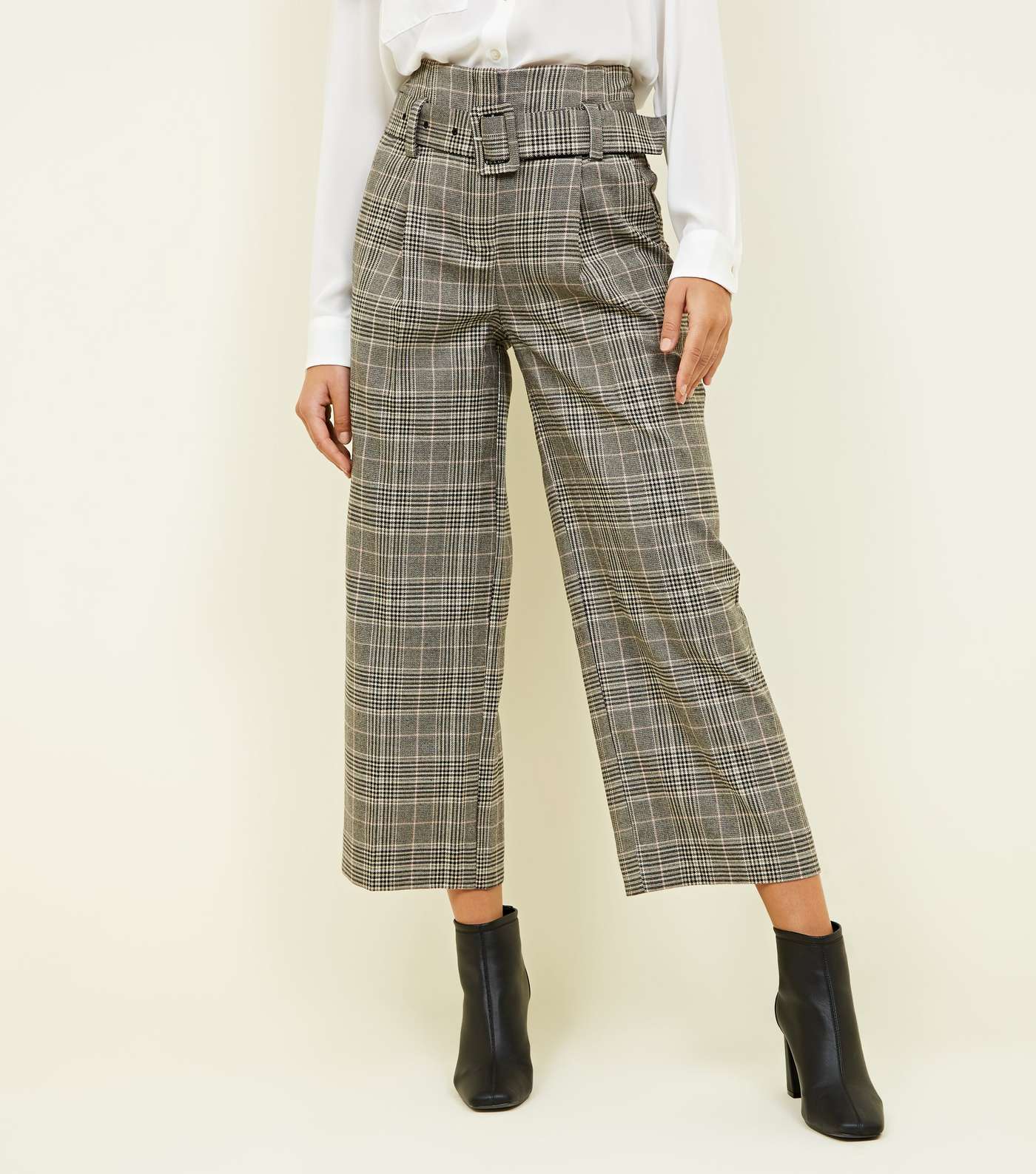 Stone Check Buckle Belt Wide Leg Trousers Image 2