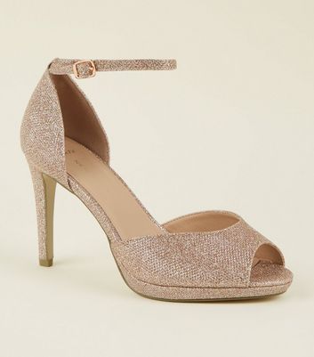 gold glitter heels new look
