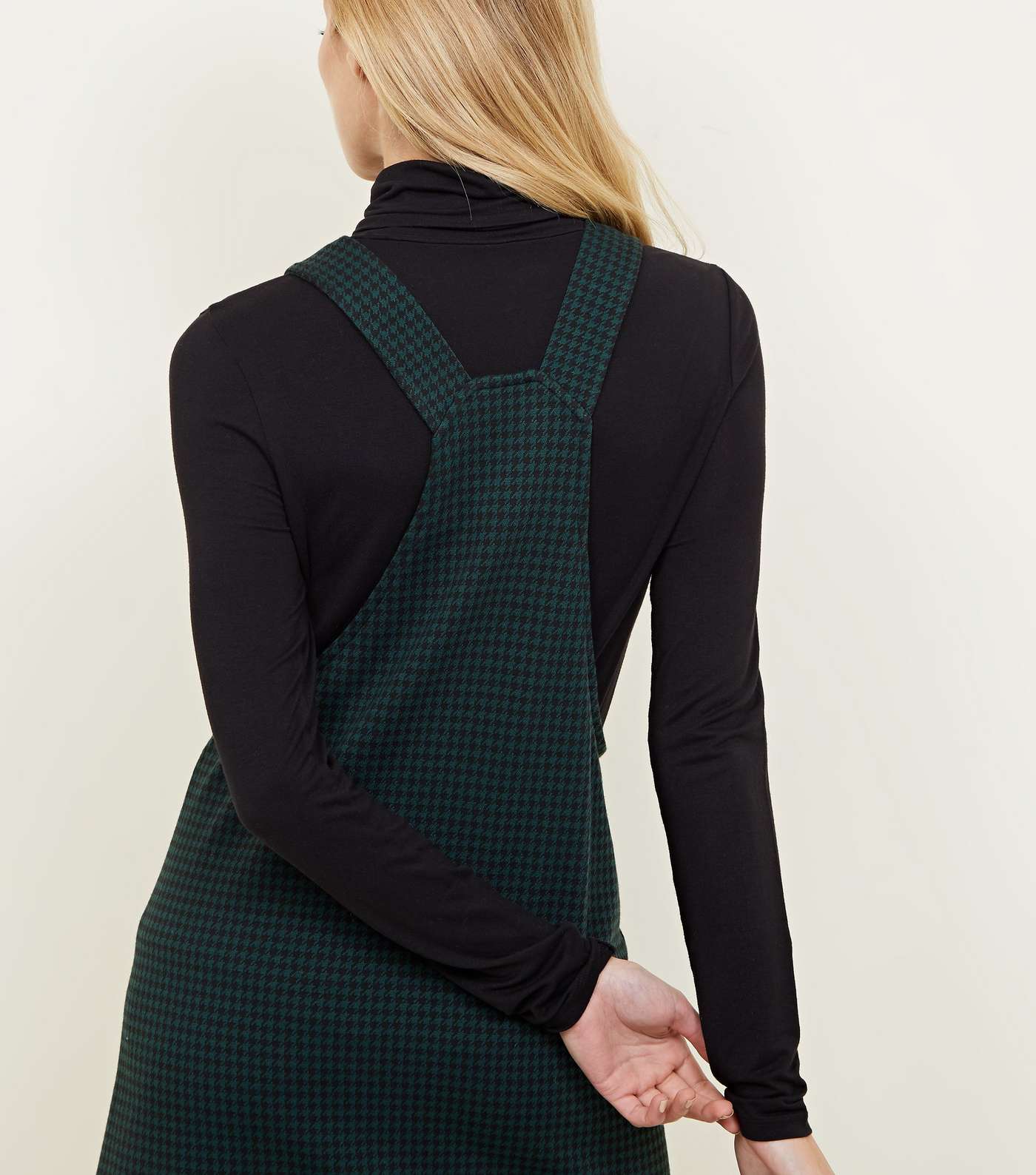 Green Houndstooth Check Jersey Pinafore Dress Image 3