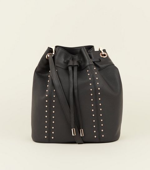 Handbags Black Clutch Tote Small Bags New Look Black Studded Duffle Bag
