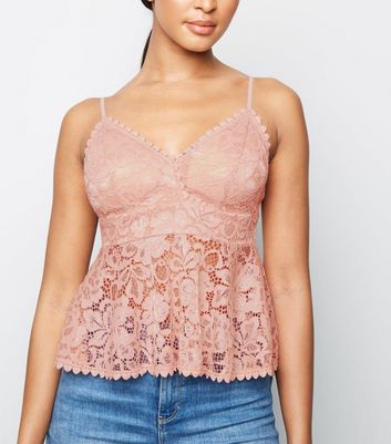 Pale Pink Lace Peplum Cami | New Look