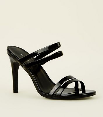 black strappy mule heel