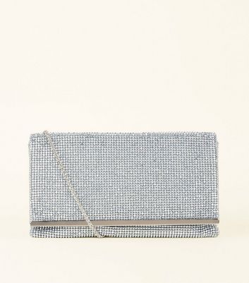 new look silver clutch