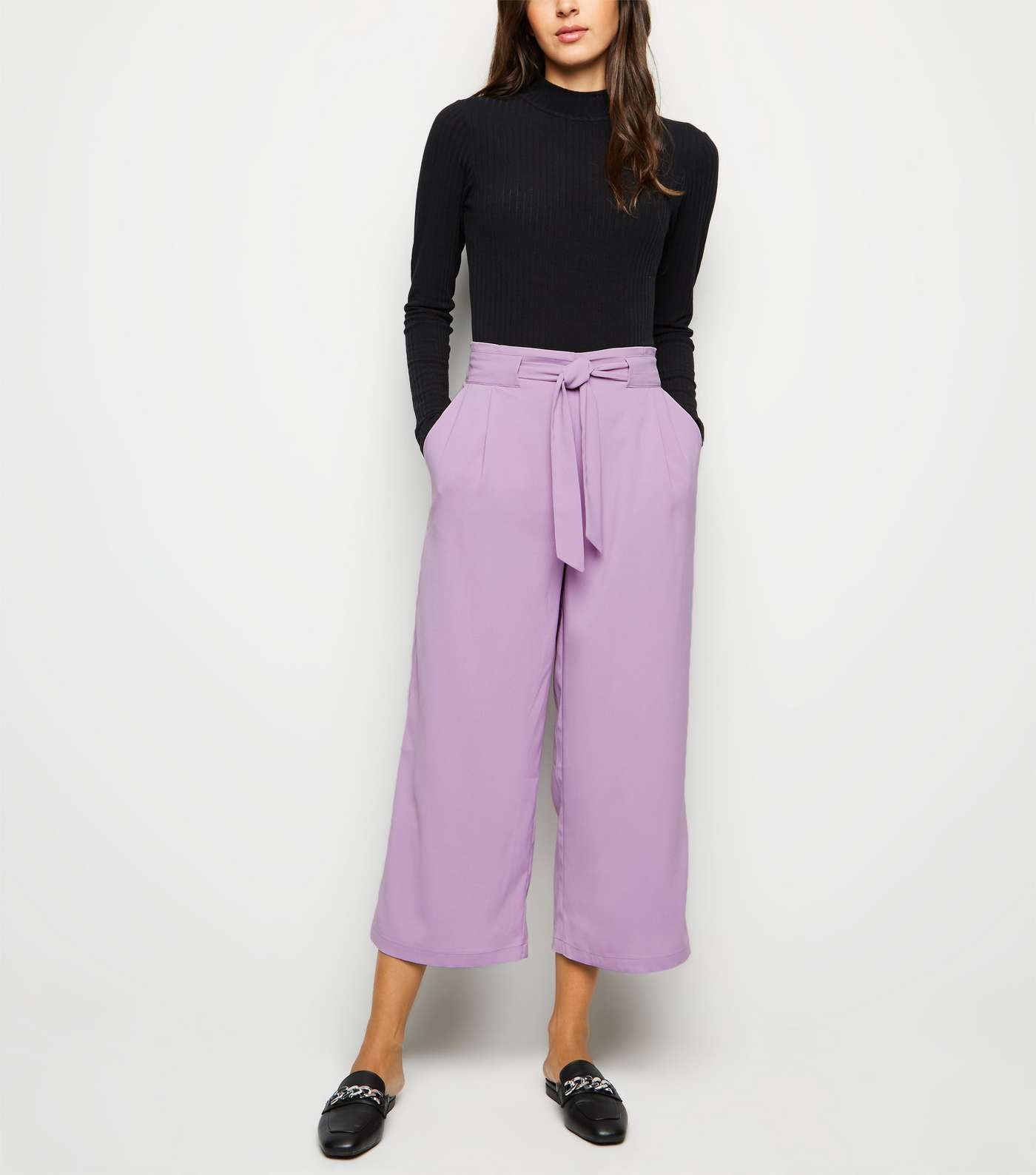 Lilac Tie Waist Cropped Trousers