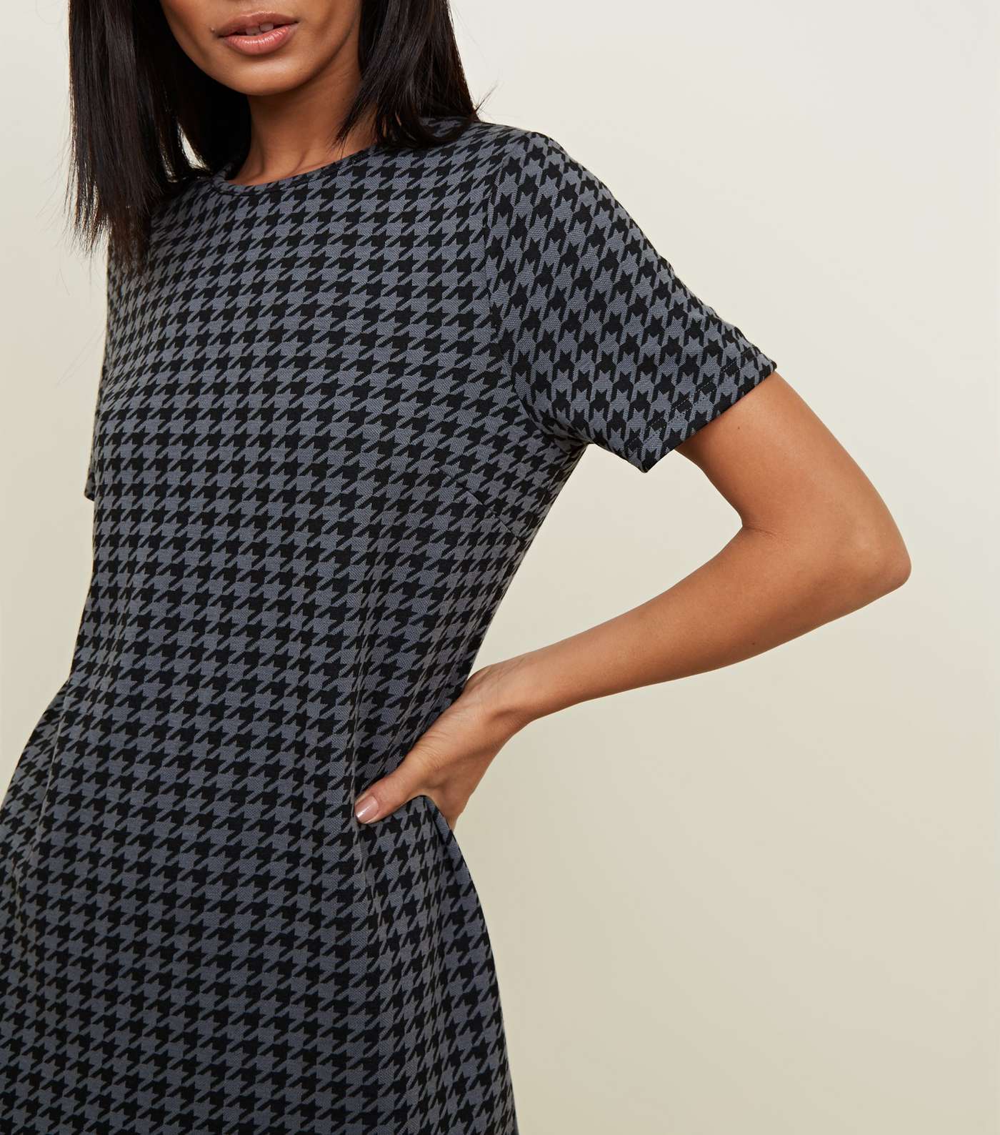 Grey Houndstooth Check Tunic Dress Image 3