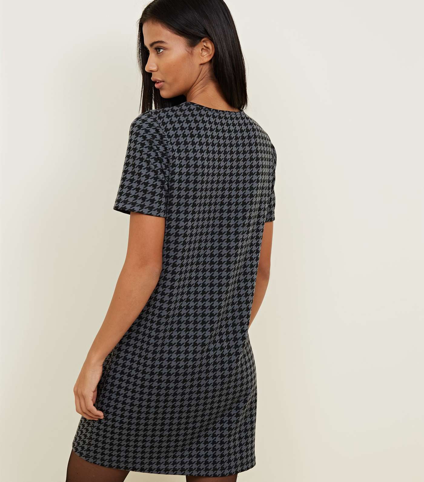 Grey Houndstooth Check Tunic Dress Image 5