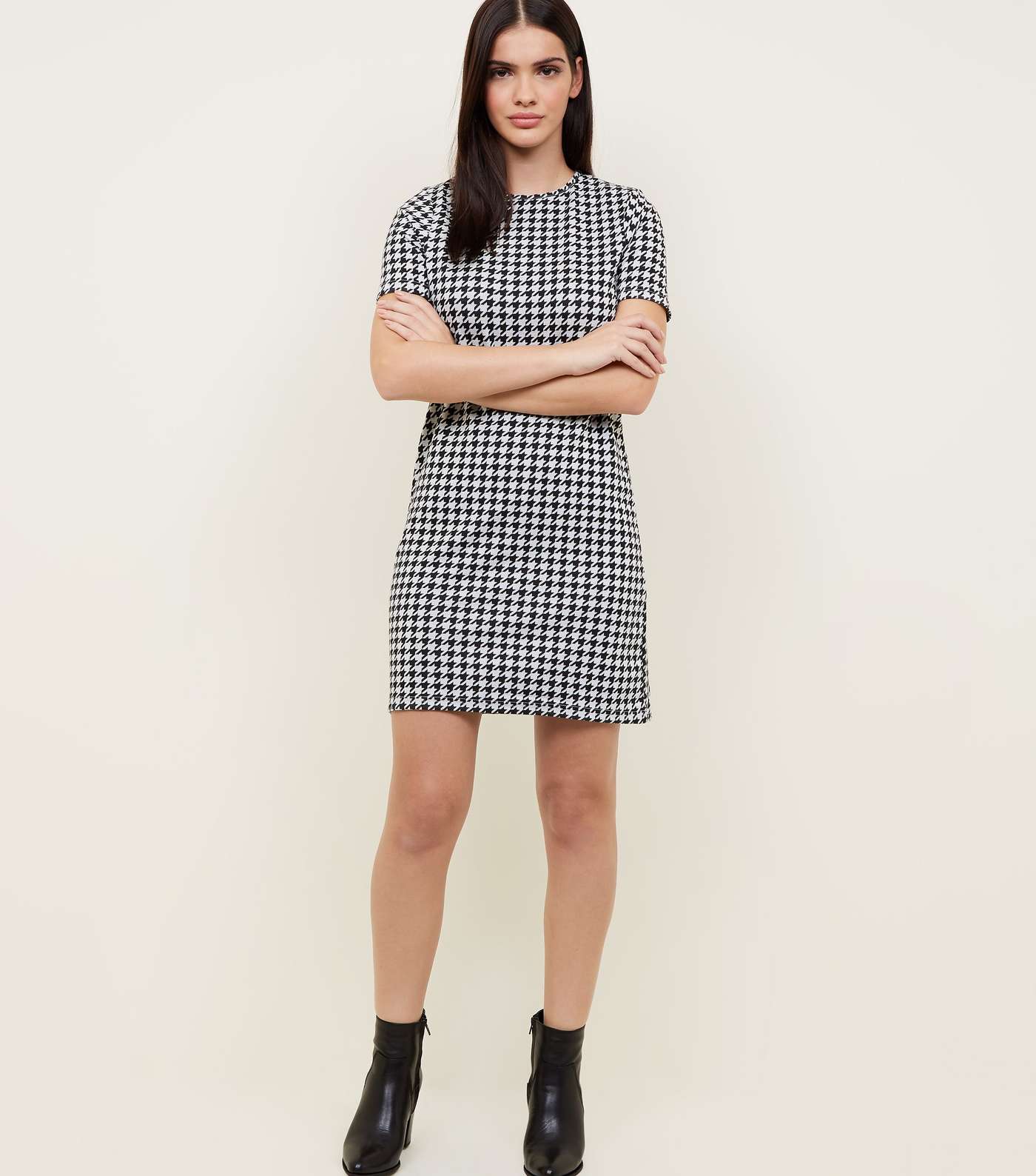 Black Houndstooth Check Tunic Dress Image 2