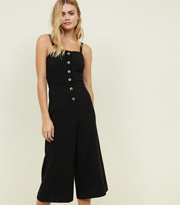 black button front jumpsuit