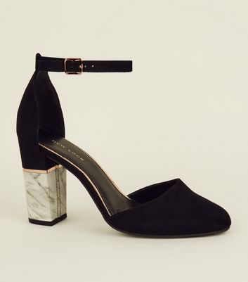 new look block heel court shoes