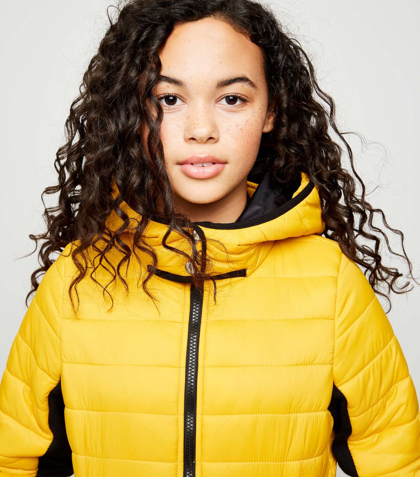 Girls Mustard Piped Contrast Puffer Jacket  Image 3