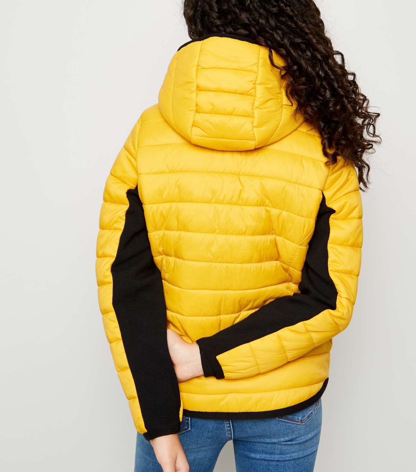 Girls Mustard Piped Contrast Puffer Jacket  Image 5
