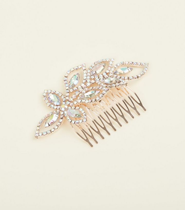 Rose Gold Premium Gem And Diamante Hair Comb New Look