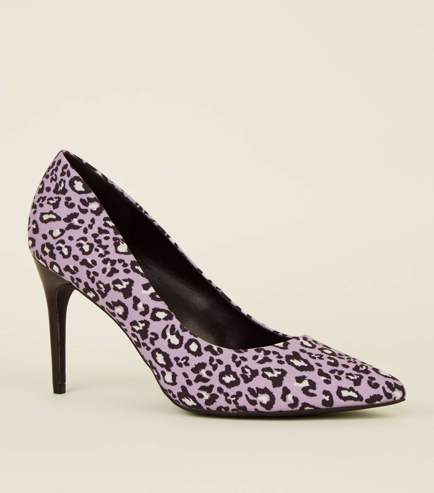 Lilac Satin Leopard Print Pointed Courts