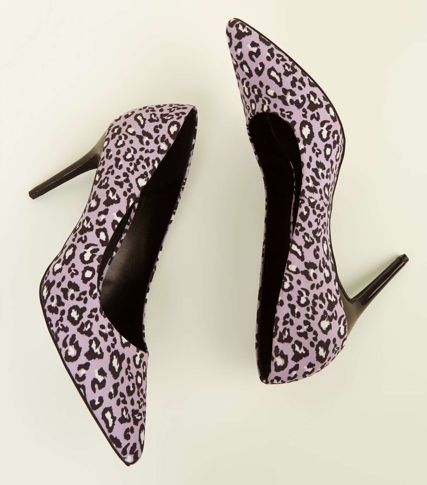 Lilac Satin Leopard Print Pointed Courts Image 3
