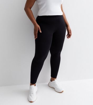 Black Stretch Cotton Blend Leggings 