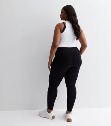 Curves 2 Pack Black Stretch Cotton Blend Leggings New Look