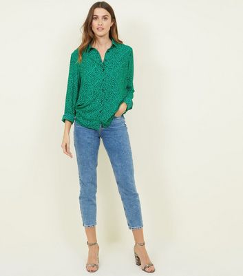 new look green leopard print blouse