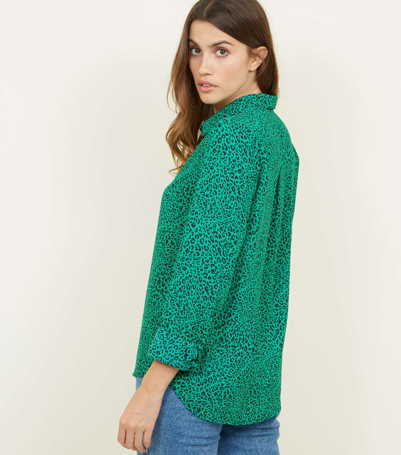 Green Leopard Print Long Sleeve Shirt Image 3
